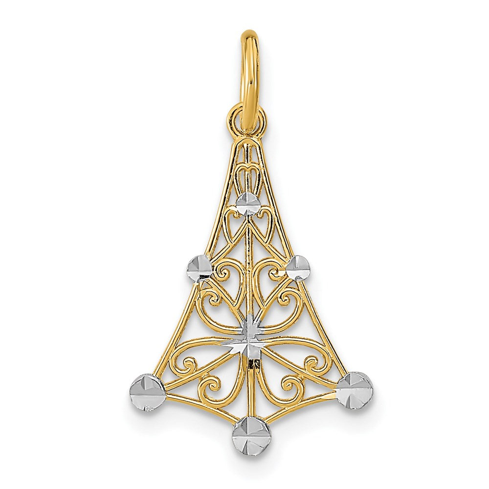 14K Gelb & Rhodium mit Rhodium Diamantiert Chandellier Charm