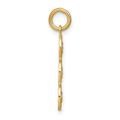 14K Gelb & Rhodium mit Rhodium und Diamantiert 3 Kreis Charm