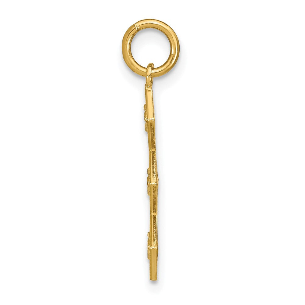 14K Gelb & Rhodium mit Rhodium und Diamantiert 3 Diamant Shapes Charm