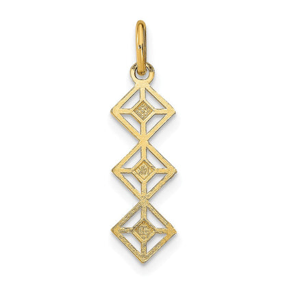 14K Gelb & Rhodium mit Rhodium und Diamantiert 3 Diamant Shapes Charm