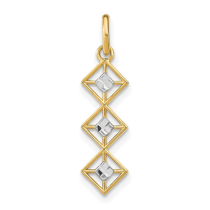 14K Gelb & Rhodium mit Rhodium und Diamantiert 3 Diamant Shapes Charm