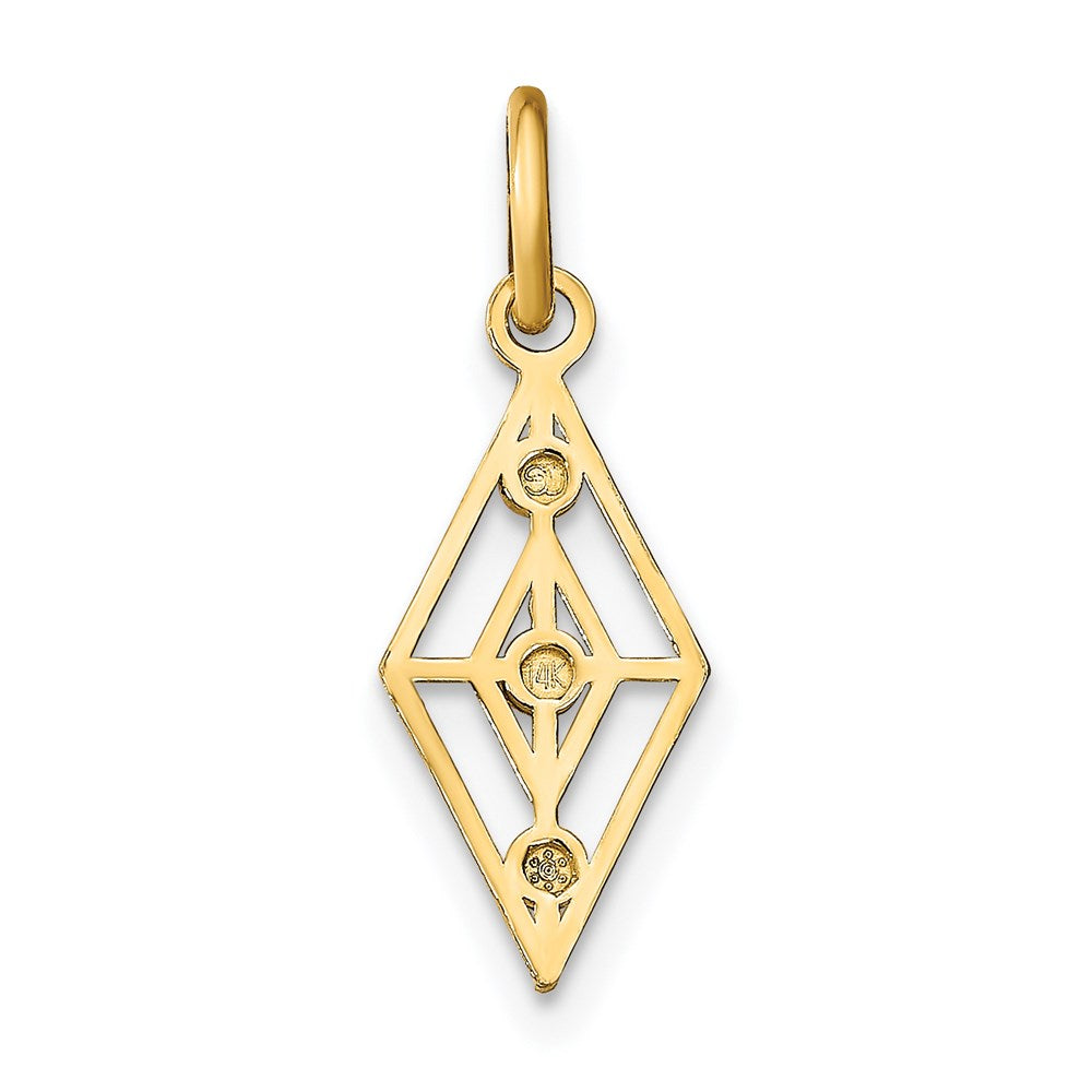 14K Gelb & Rhodium mit Rhodium Diamantiert Diamant Geformt Charm