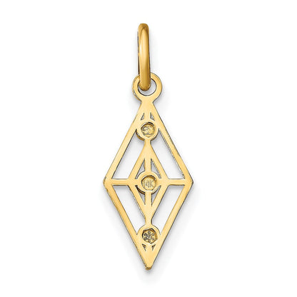 14K Gelb & Rhodium mit Rhodium Diamantiert Diamant Geformt Charm