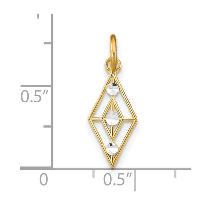 14K Gelb & Rhodium mit Rhodium Diamantiert Diamant Geformt Charm