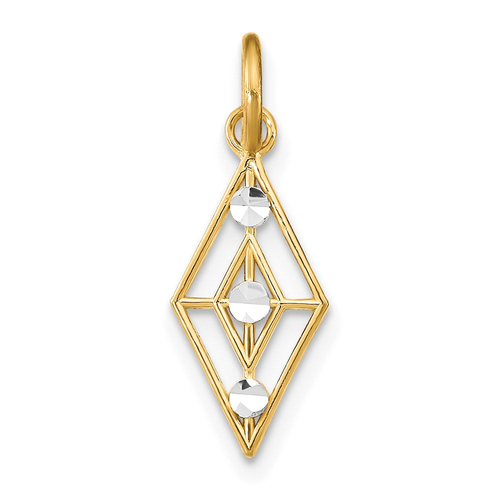 14K Gelb & Rhodium mit Rhodium Diamantiert Diamant Geformt Charm