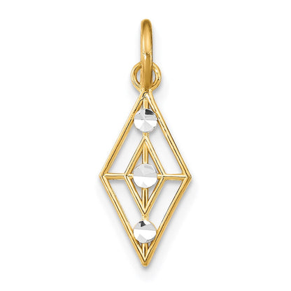 14K Gelb & Rhodium mit Rhodium Diamantiert Diamant Geformt Charm