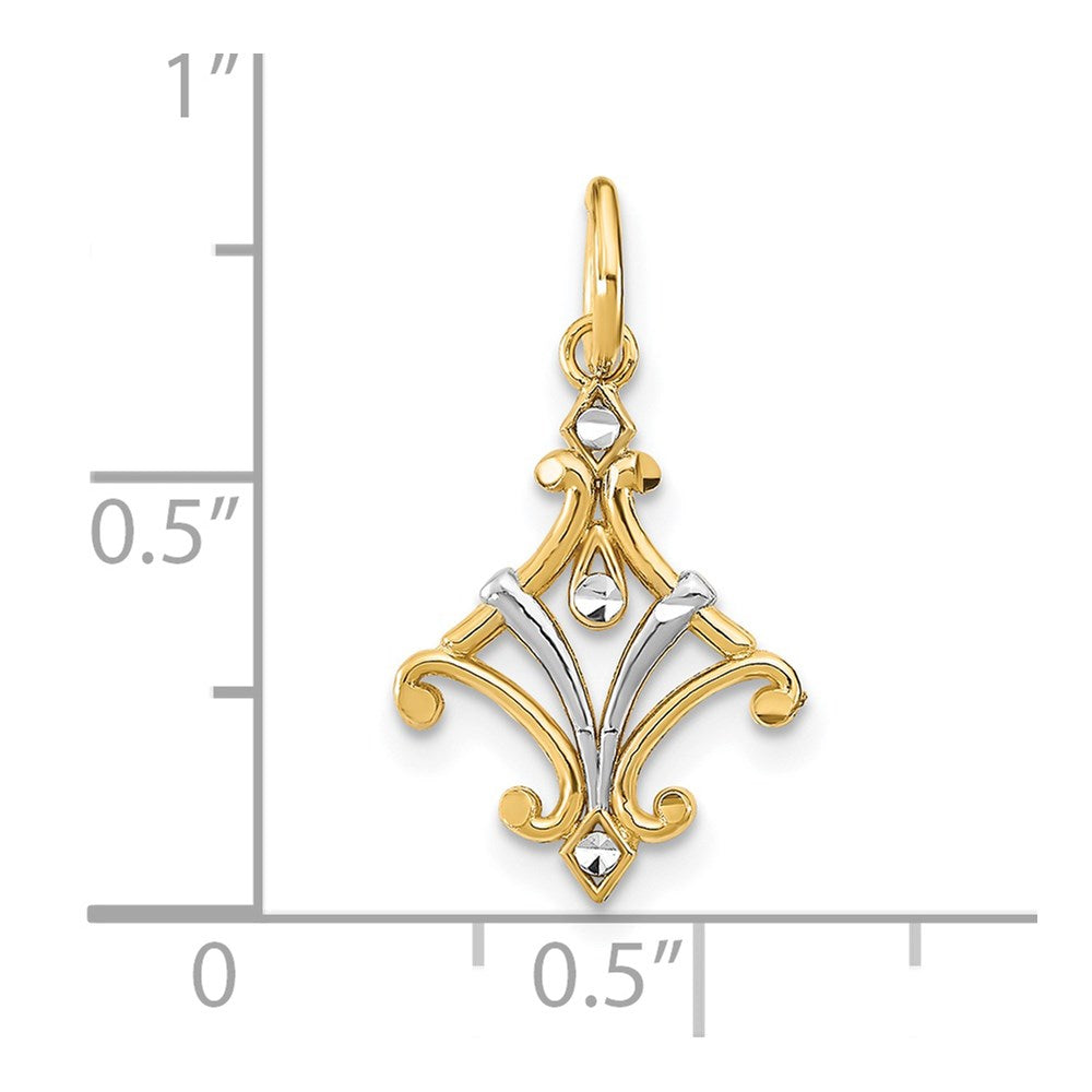 14K Gelb & Rhodium mit Rhodium Diamantiert Chandelier Style Charm
