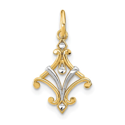 14K Gelb & Rhodium mit Rhodium Diamantiert Chandelier Style Charm