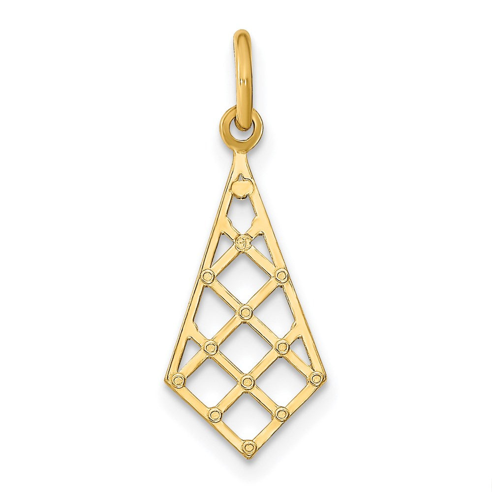 14K Gelb & Rhodium mit Rhodium Diamantiert Klein Kreuz-cross Charm
