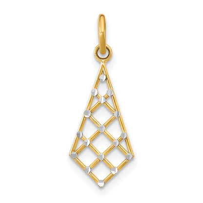 14K Gelb & Rhodium mit Rhodium Diamantiert Klein Kreuz-cross Charm