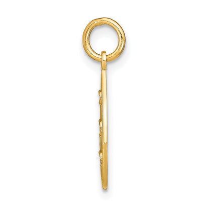 14K Gelb & Rhodium mit Rhodium Diamantiert Klein Tropfen Charm