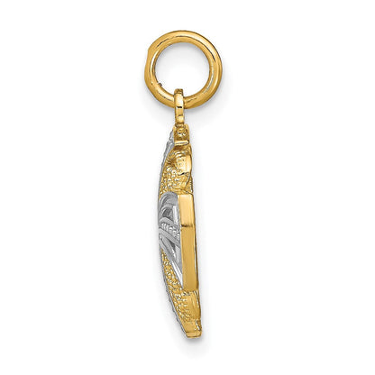 14K Gelb- und Rhodiumgold Windrad-Medaillon-Charm mit Rhodium
