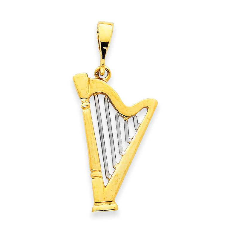 14K Gelb- und Rhodiumgold Harfen-Charm