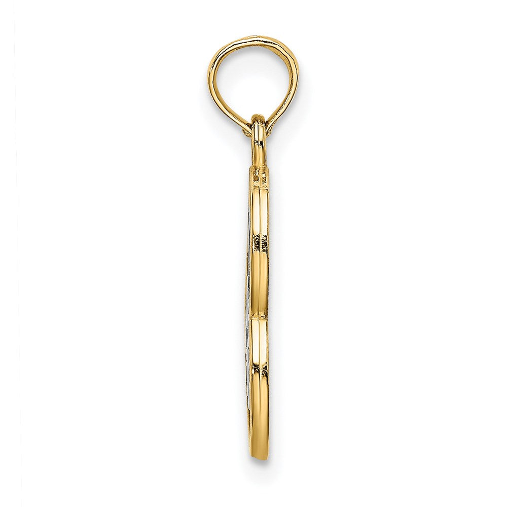14K Gelb & Rhodium und Leben Liebe Lachen in Herz Charm