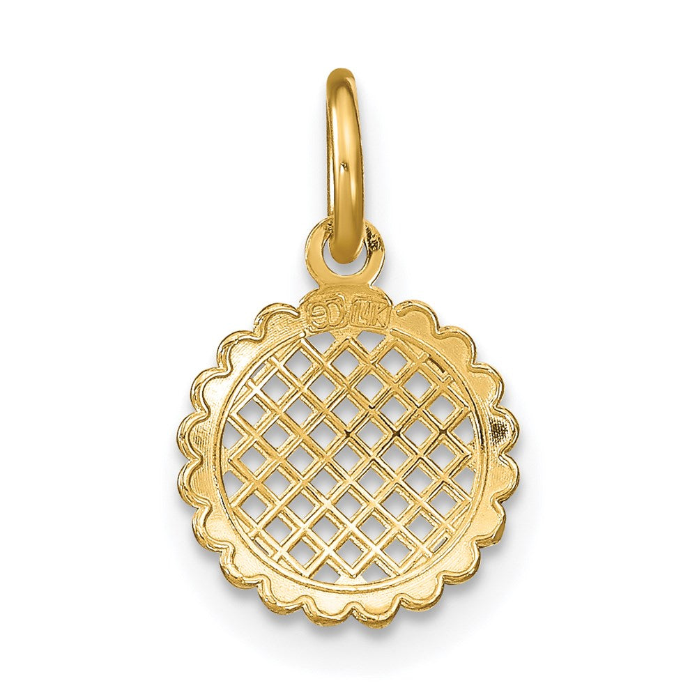 14K Gelb & Rhodium mit Rhodium Diamantiert Mini Sonnenblume Charm