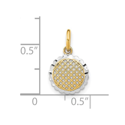 14K Gelb & Rhodium mit Rhodium Diamantiert Mini Sonnenblume Charm