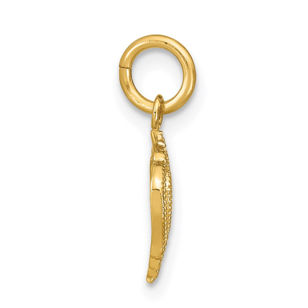 14K Gelb & Rhodium mit Rhodium Mini Herz Charm