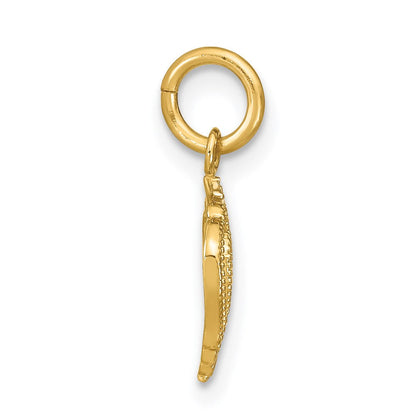 14K Gelb & Rhodium mit Rhodium Mini Herz Charm