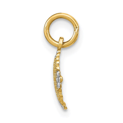 14K Gelb & Rhodium mit Rhodium Diamantiert Mini Filigran Medallion Charm