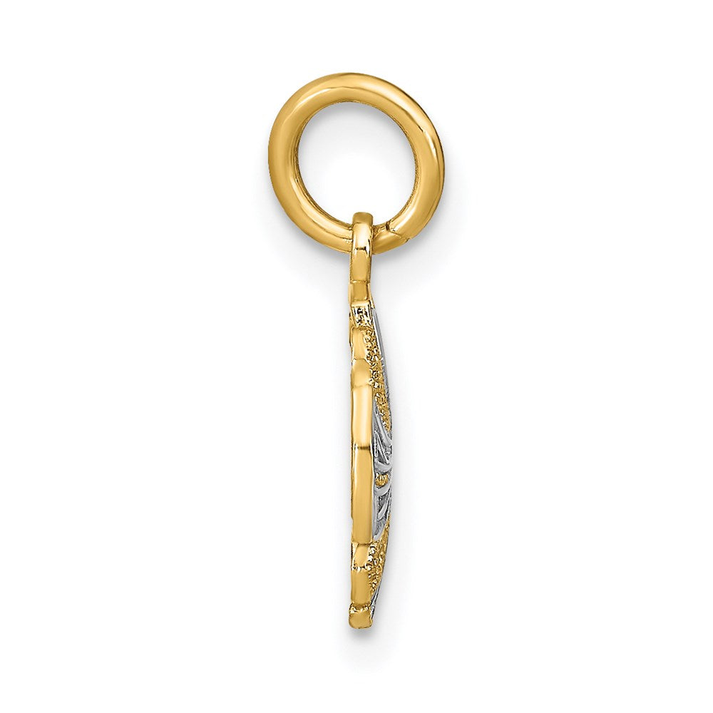 14K Gelb & Rhodium mit Rhodium und Diamantiert Mini Pinwheel Medallion Charm