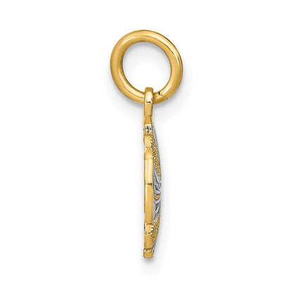 14K Gelb & Rhodium mit Rhodium und Diamantiert Mini Pinwheel Medallion Charm