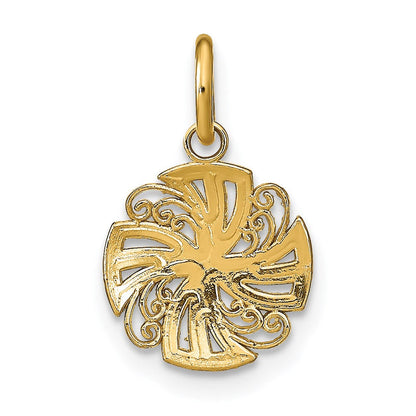 14K Gelb & Rhodium mit Rhodium und Diamantiert Mini Pinwheel Medallion Charm