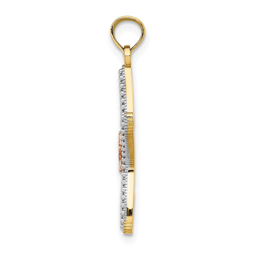 14K Bicolor Gold Bicolor Gold mit Weißrhodium ausgeschnittener kleiner Seestern-Charm