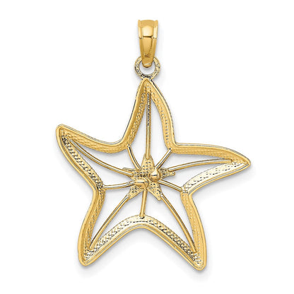 14K Bicolor Gold Bicolor Gold mit Weißrhodium ausgeschnittener kleiner Seestern-Charm