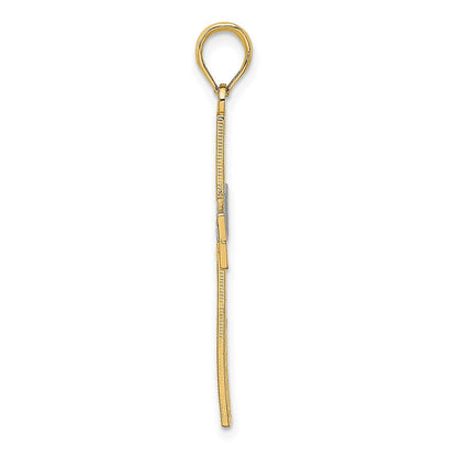 14K Gelbgold & Rhodium-Gold mit Rhodium, Diamantschliff und Kreuz-Ausschnitt-Charm