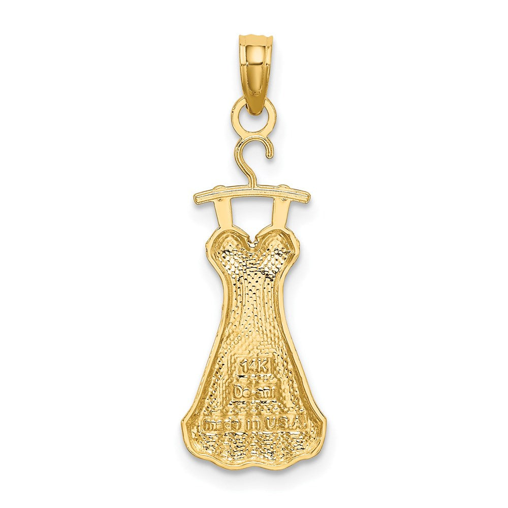 14K Gelb & Rhodium mit Rhodium Dress mit Blume Charm