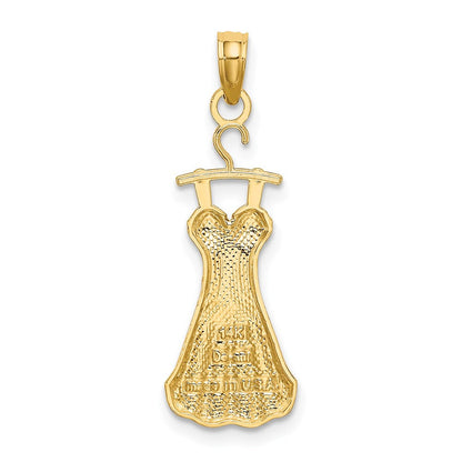 14K Gelb & Rhodium mit Rhodium Dress mit Blume Charm