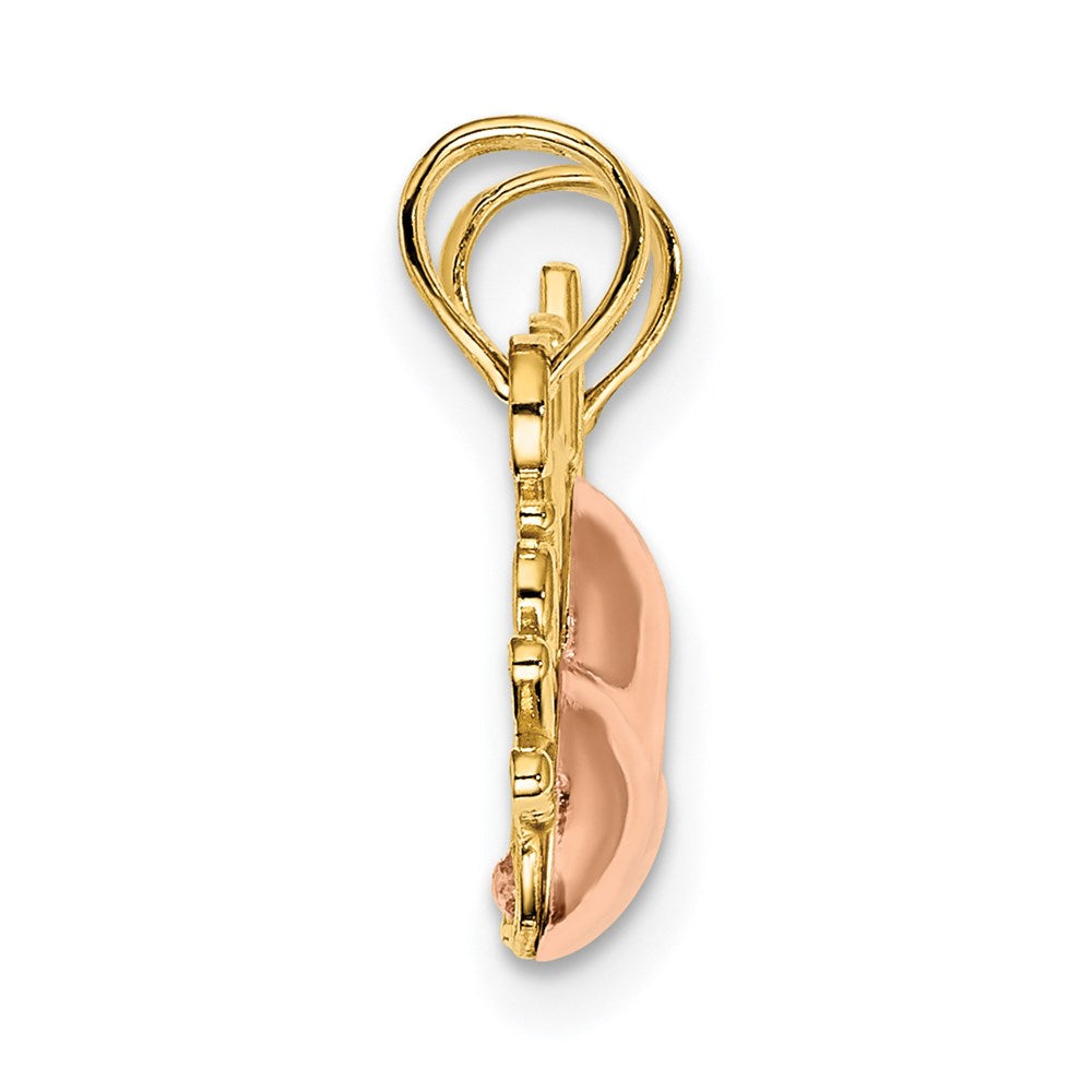 14 Karat Bicolor-Gold Bicolor-Gold „MUTTER und TOCHTER“ Trennbare Herzen Charm