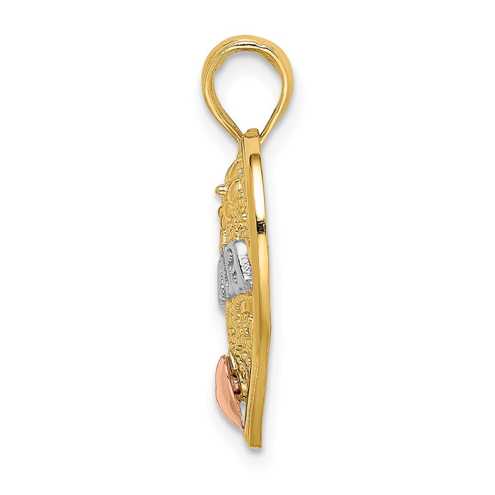 14K Bicolor Gold Weißrhodiniert GROSSMUTTER in Filigranherz-Charm