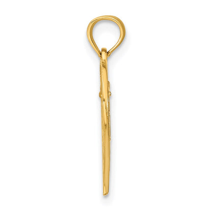 14K Bicolor Weiß Rhdoium Daddys Little Mädchen Filigran Herz Charm
