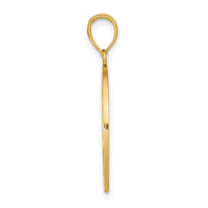 14K Gelb- und Rhodiumgold mit Rhodium Großer Lebensbaum-Rundrahmen-Charm