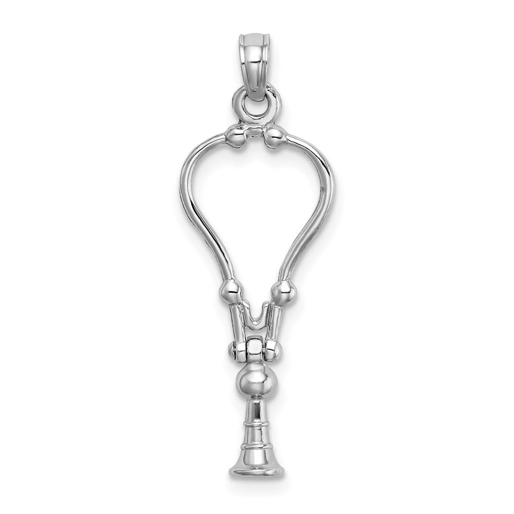 14K Weißgold 3-d Stethoscope Anhänger