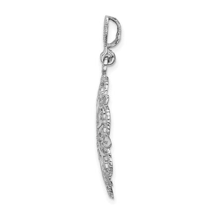 14K Weißgold Starburst-Charm mit Herz, diamantgeschliffen und mit Perlrand