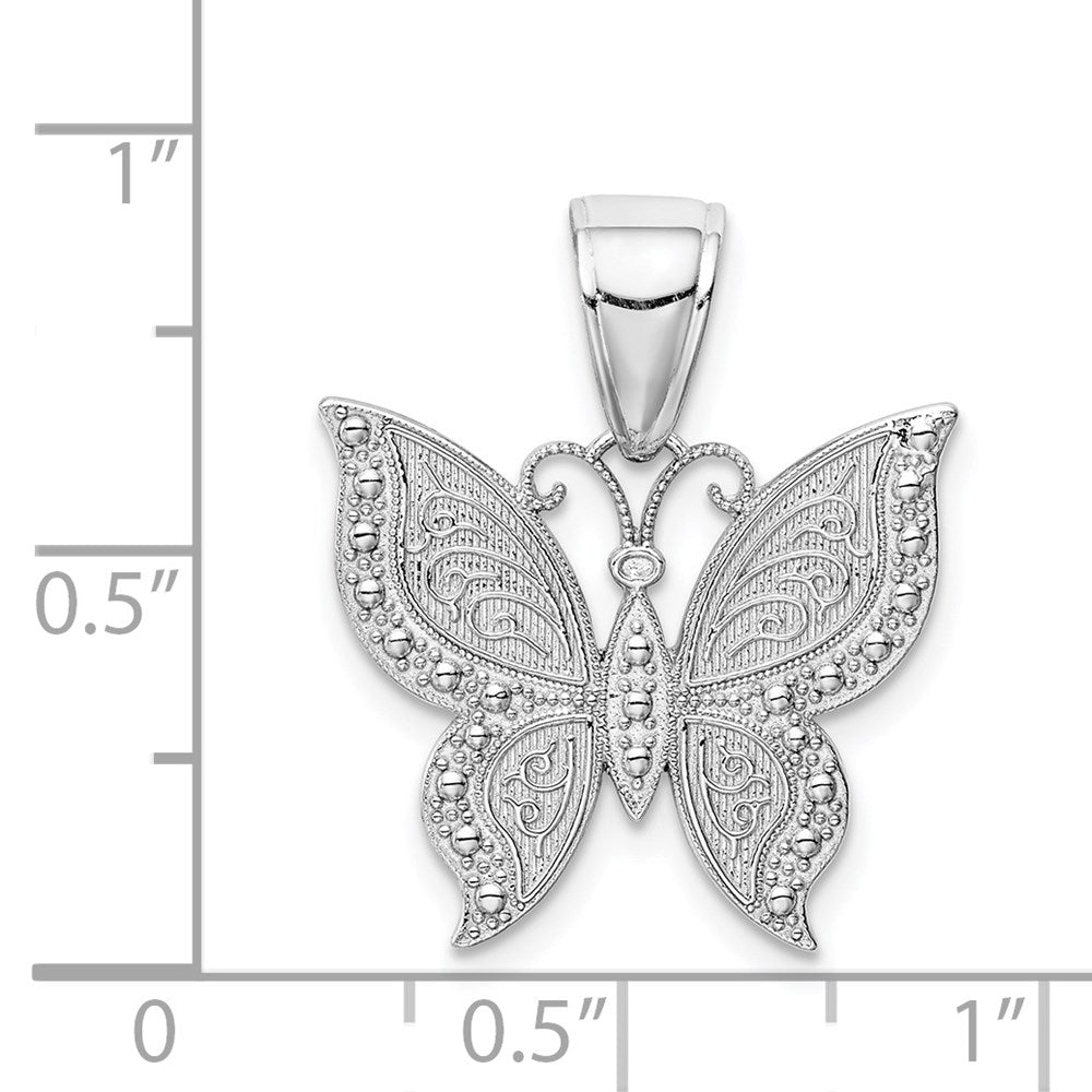 14K Weißgold Schmetterlings-Anhänger