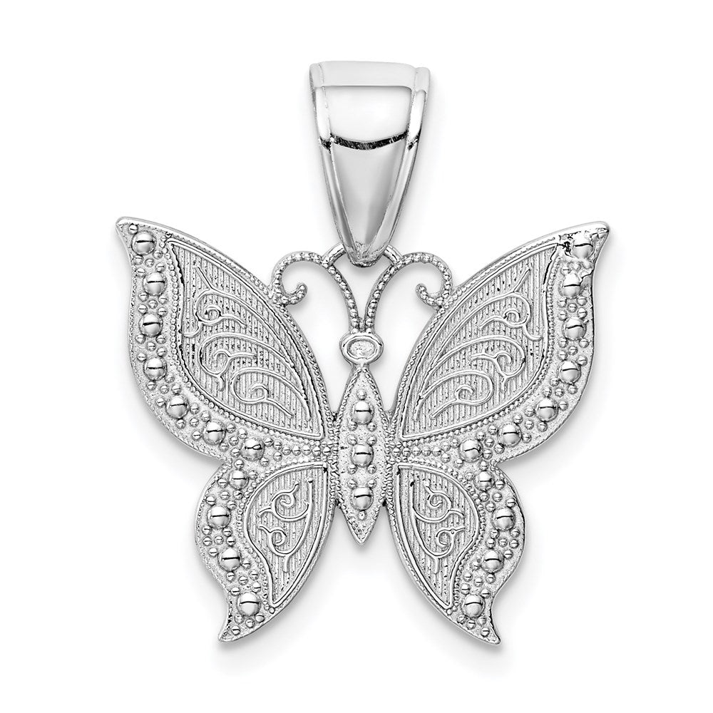 14K Weißgold Schmetterlings-Anhänger