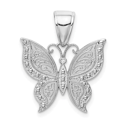 14K Weißgold Schmetterlings-Anhänger