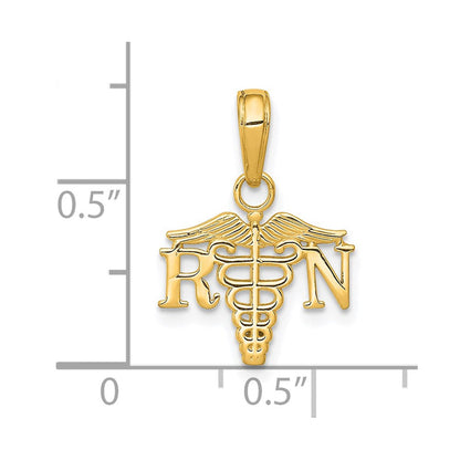 14K Gelbgold Rn Caduceus Charm