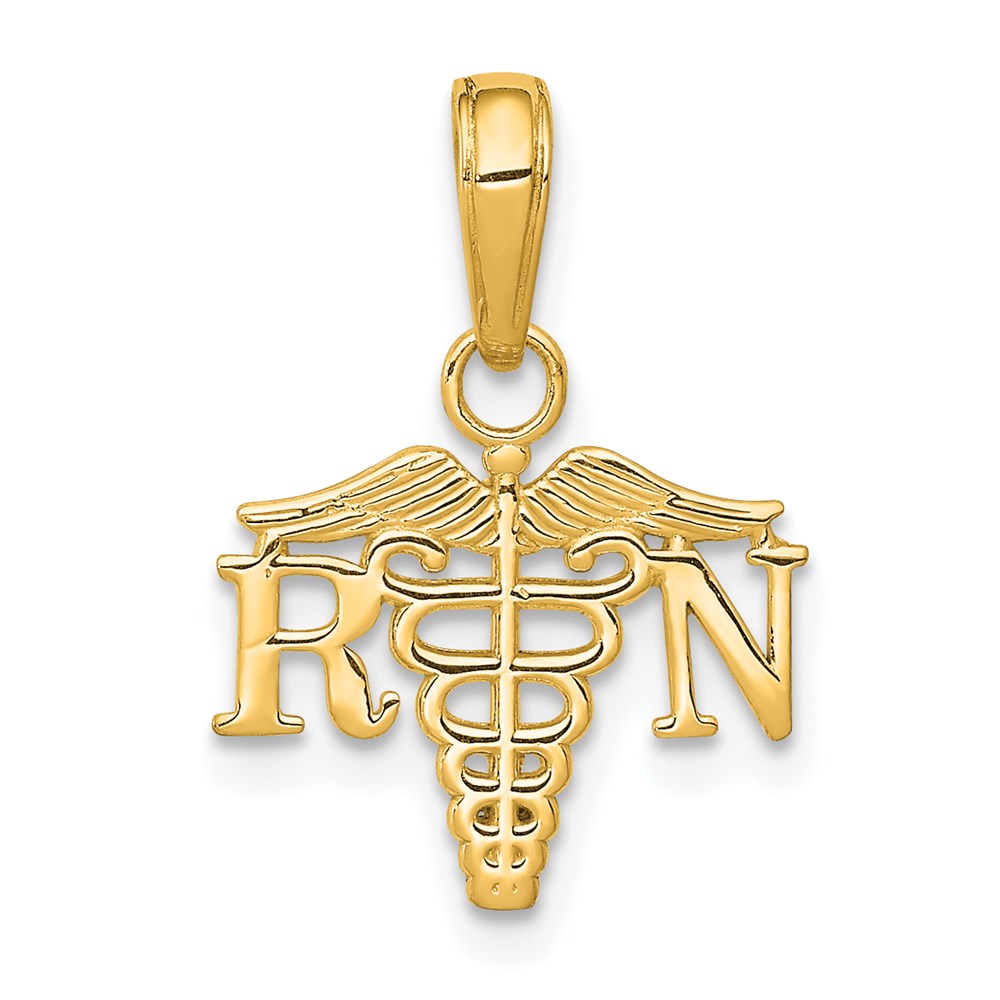 14K Gelbgold Rn Caduceus Charm