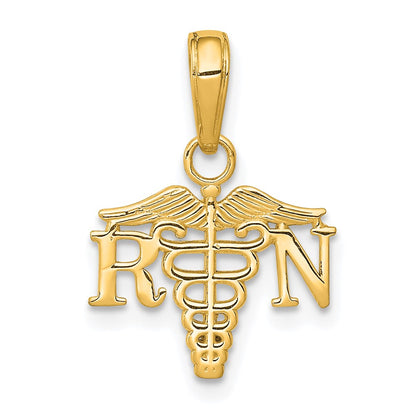 14K Gelbgold Rn Caduceus Charm