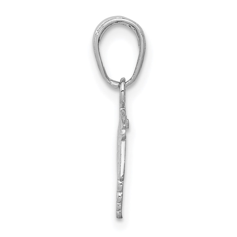 14K Weißgold Strukturiert Rn Caduceus Charm