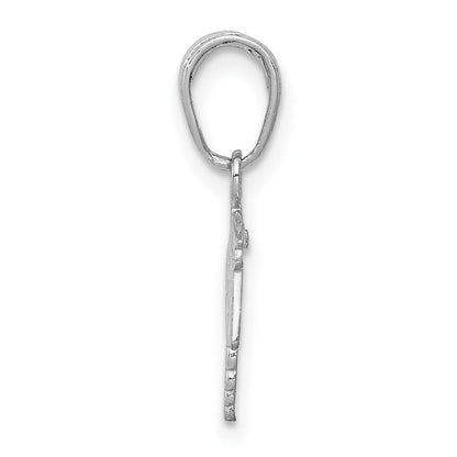 14K Weißgold Strukturiert Rn Caduceus Charm