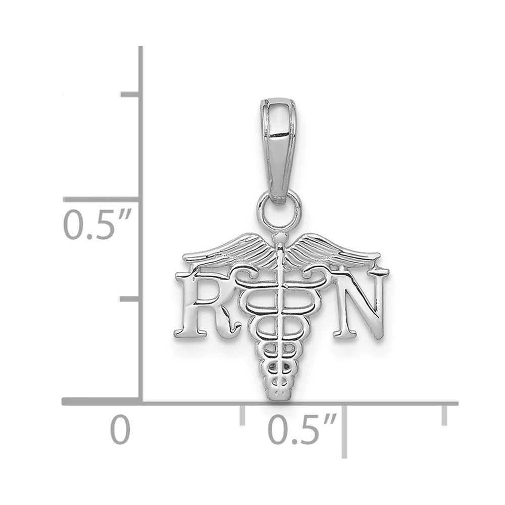 14K Weißgold Strukturiert Rn Caduceus Charm