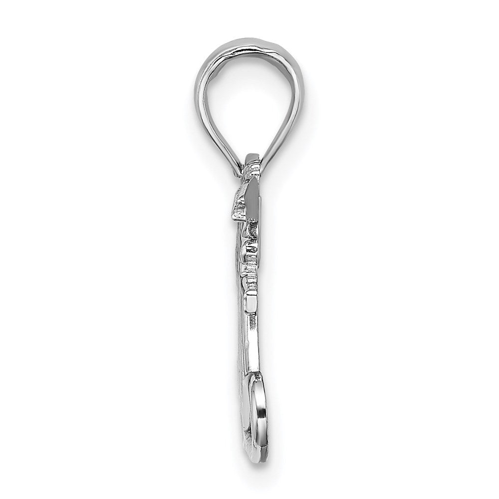 14K Weißgold Mama mit 2 Angels Holding Herz Charm