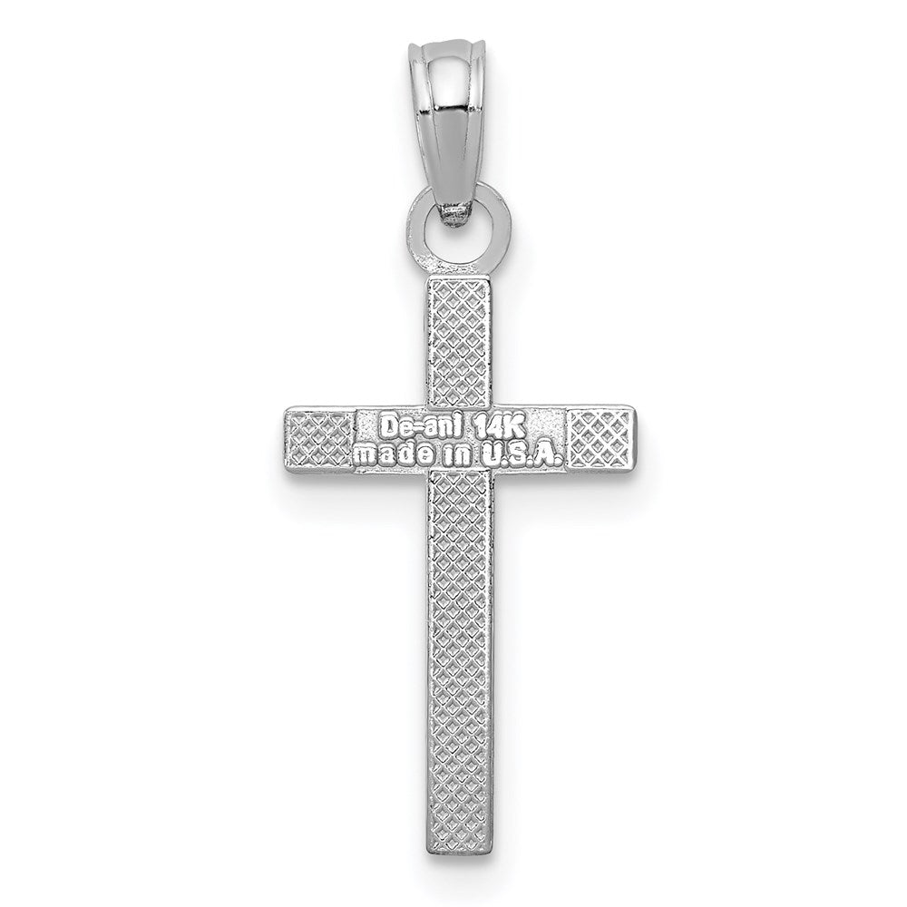 14K Weißgold Poliert Kreuz Anhänger