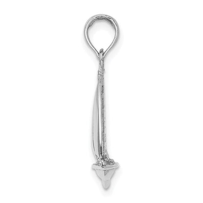 14K Weißgold Polierter 3-D-Segelboot-Charm