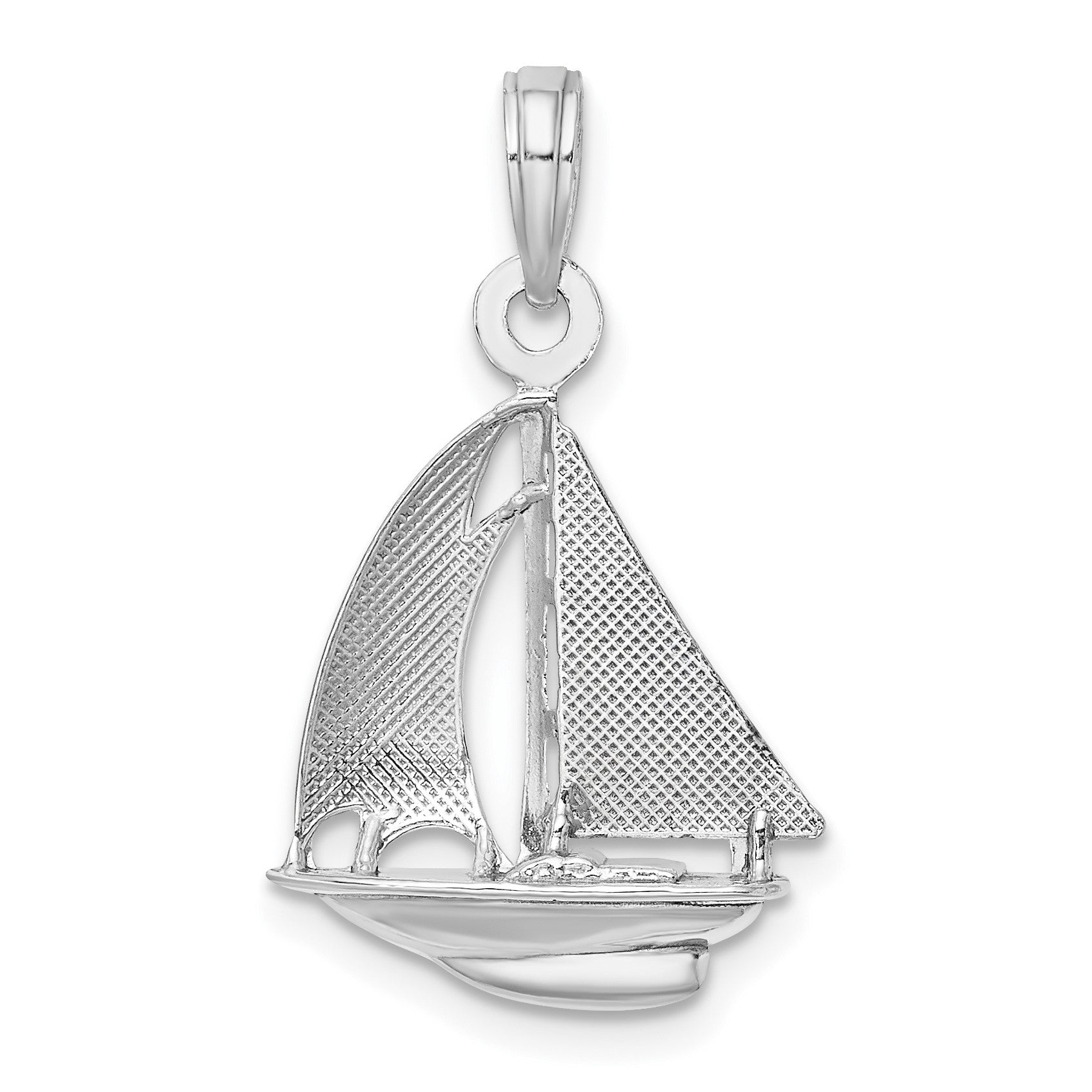 10K Weißgold 10K Poliert Segelboot Charm